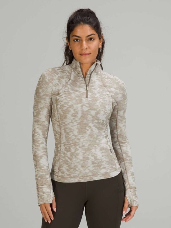 lululemon athletica Tops - Lululemon Its Rulu Run Half-Zip Data Rush Mini Jacquard White Opal Rover 8